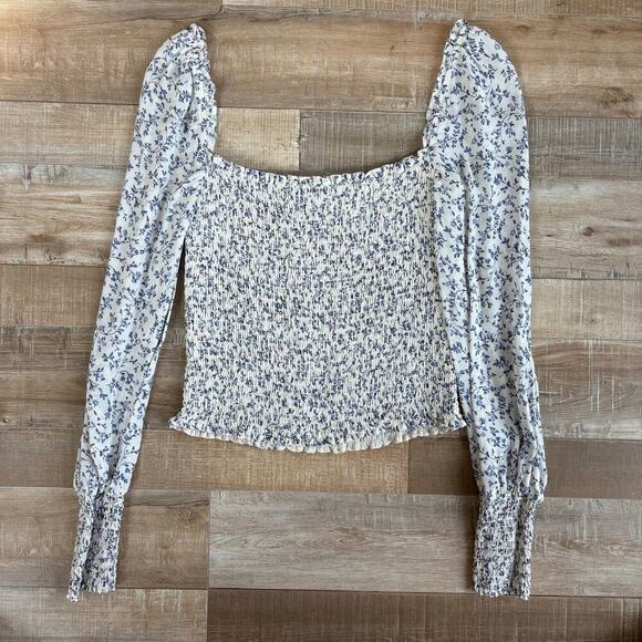 Reformation Pinto White Blue Floral Top Size S - Picture 3 of 4